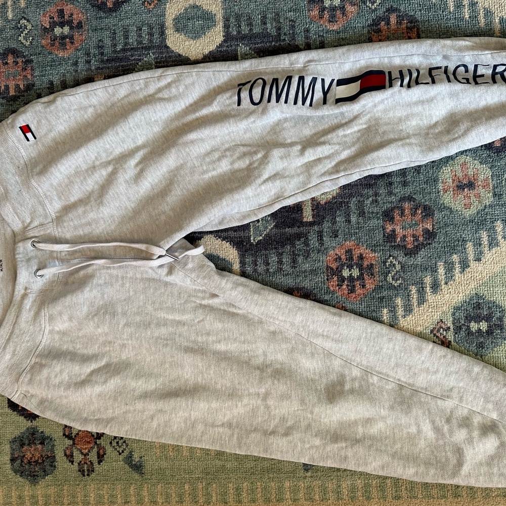 Tommy Hilfiger Light Gray Logo Joggers with Flag Detail
